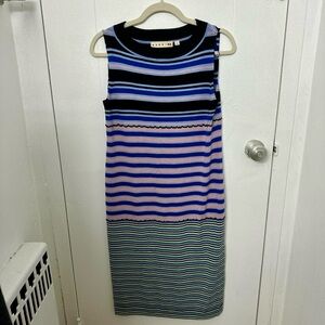 Marni Blue and Pink Striped Midi Dress